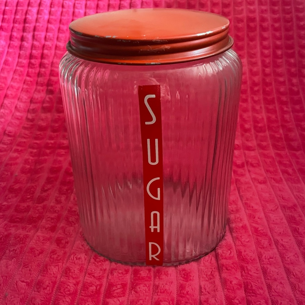Large 8" Tall Owens Vintage Depression Glass Ribbed Sugar
Canister Bottle